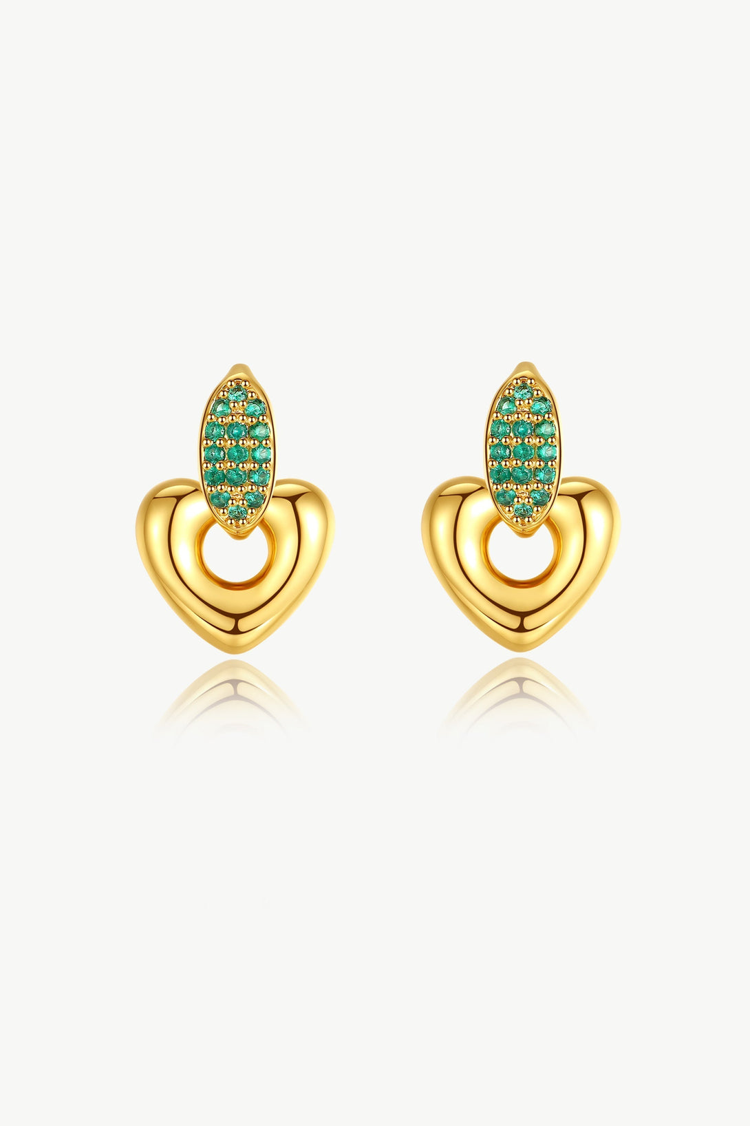 Emerald Heart Dangle Earrings - Classicharms