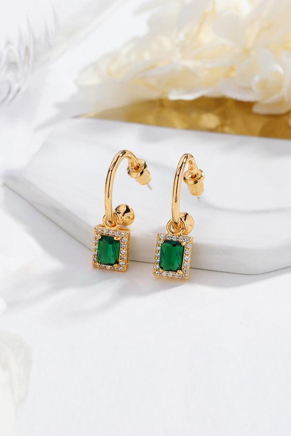 Emerald Hoop Earrings - Classicharms