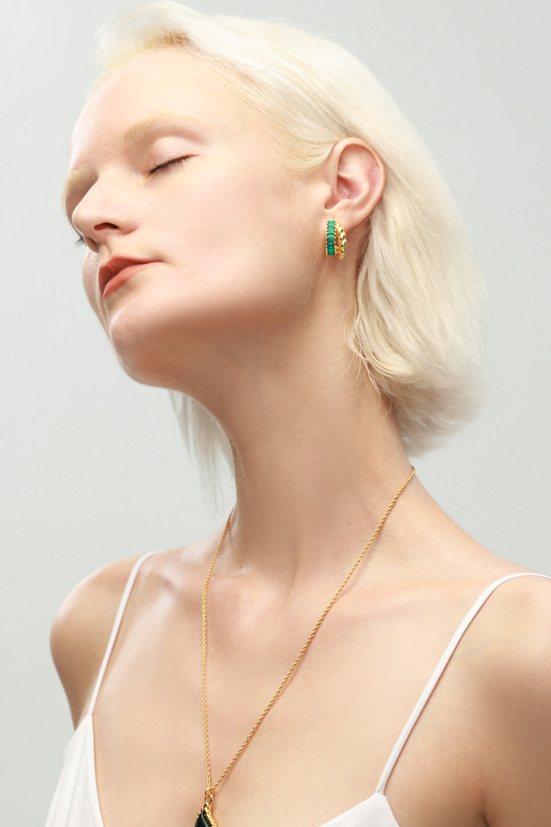 Emerald Twisted Hoop Earrings - Classicharms