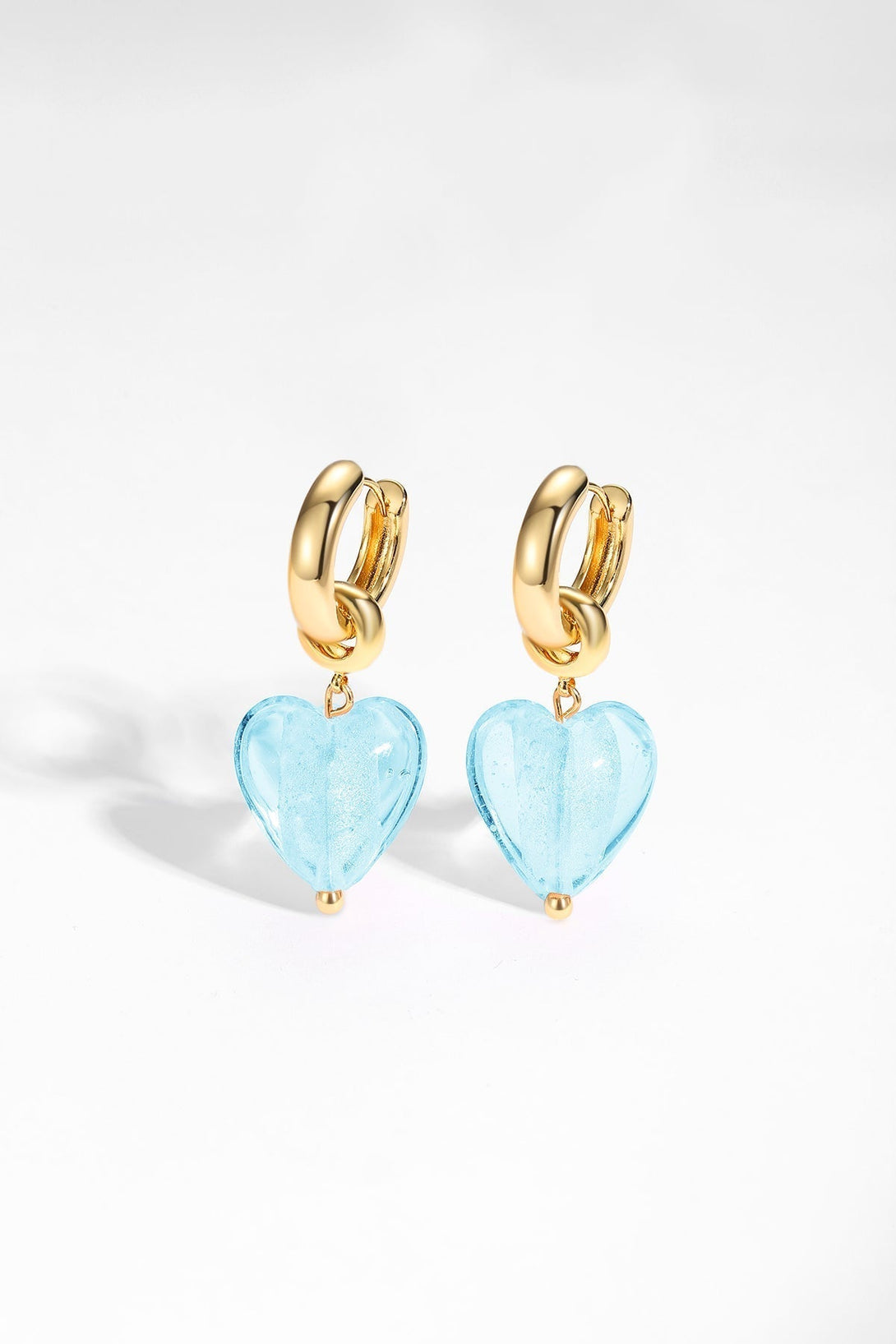 Esmée Aquamarine Glaze Heart Dangle Earrings - Classicharms