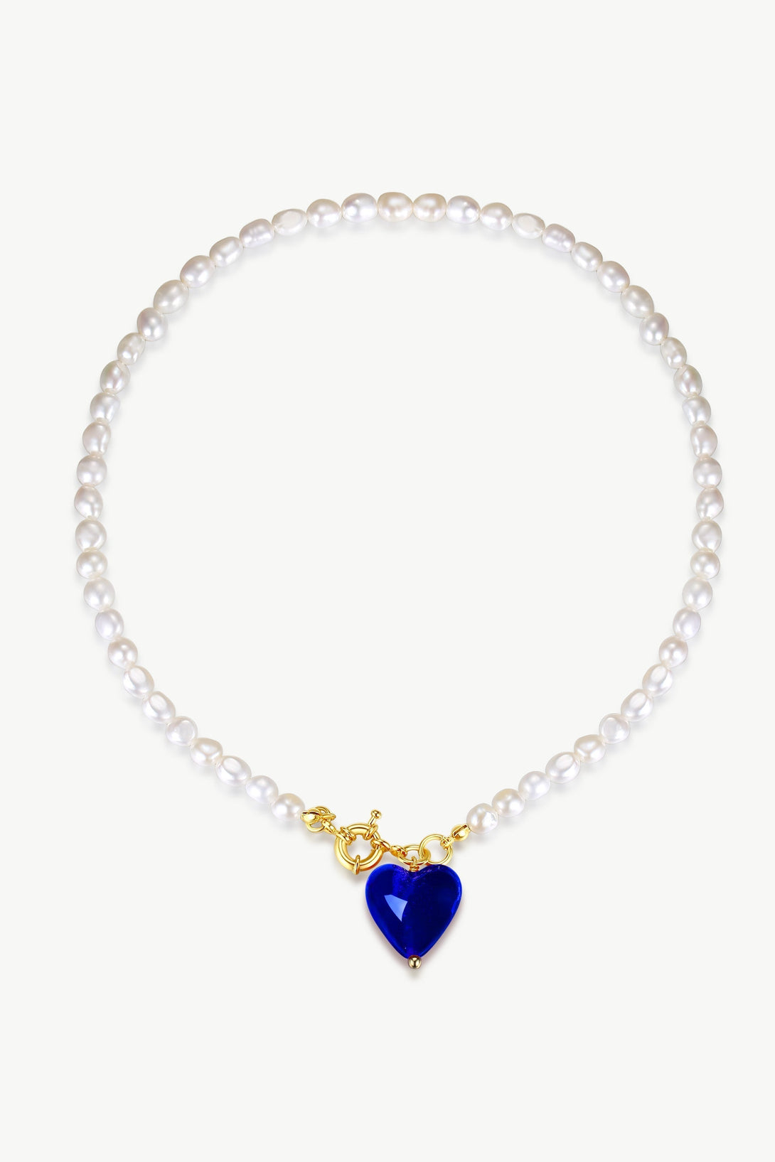 Esmée Blue Glaze Heart Pendant Pearl Necklace - Classicharms