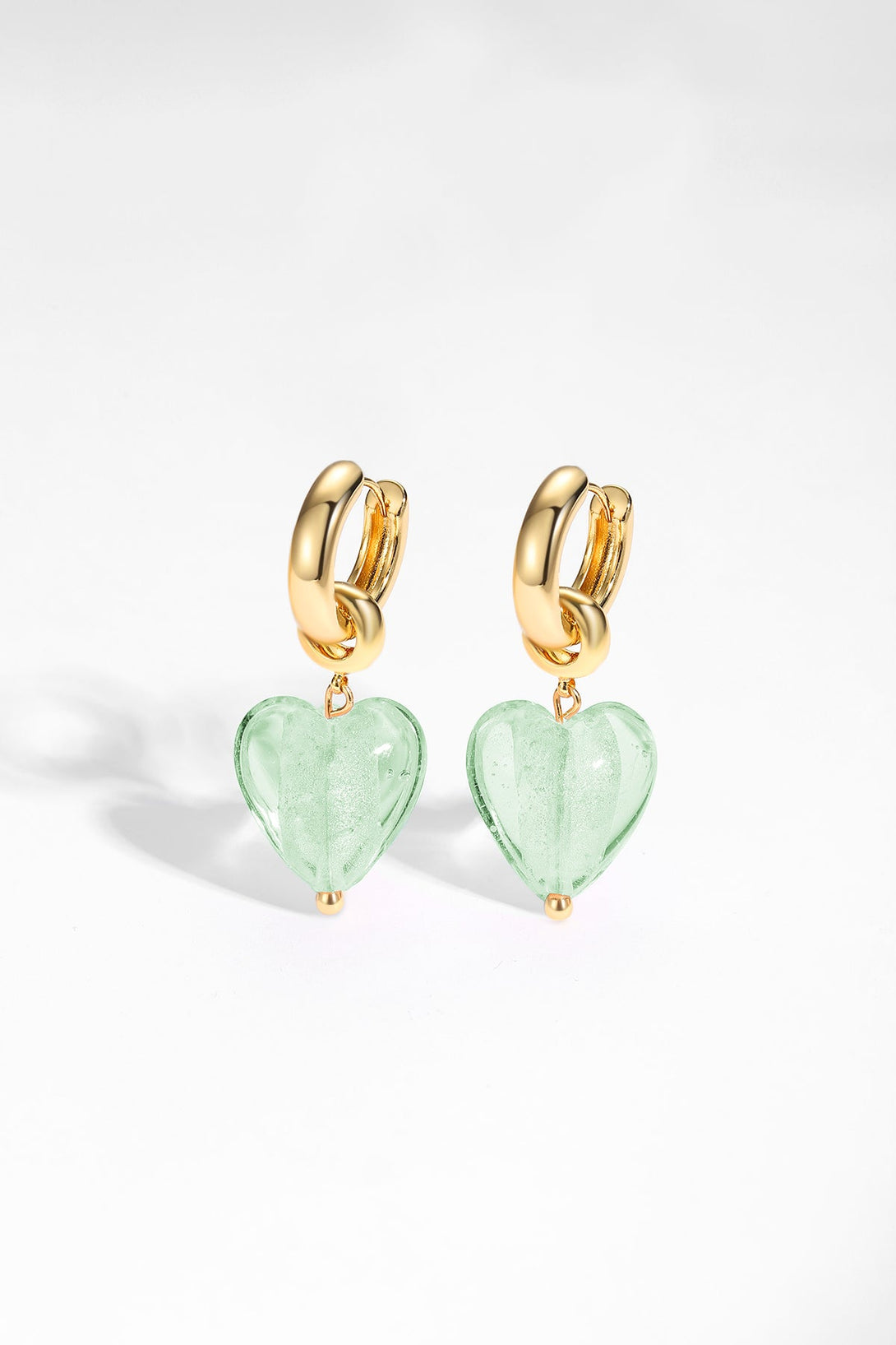 Esmée Lime Green Glaze Heart Dangle Earrings - Classicharms