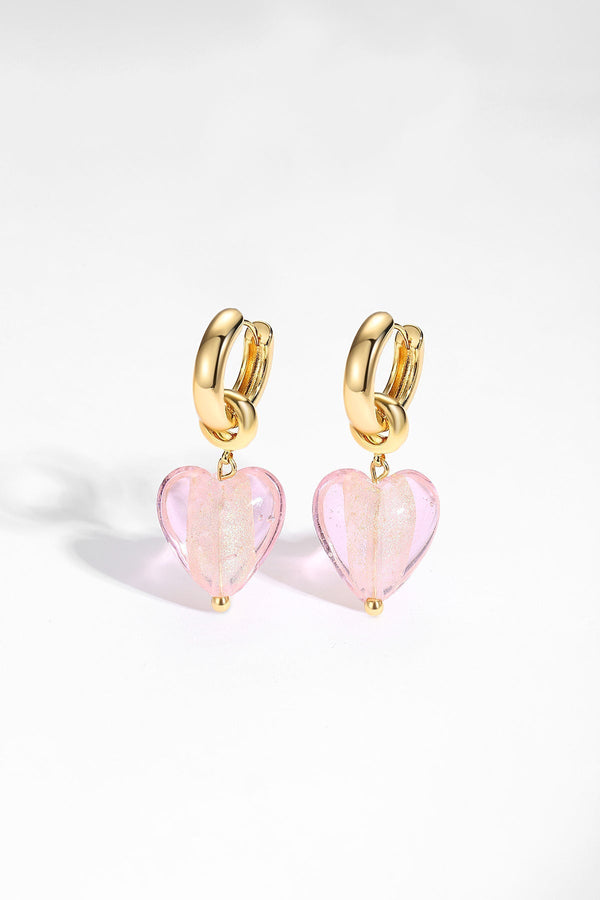 Esmée Pink Glaze Heart Dangle Earrings - Classicharms