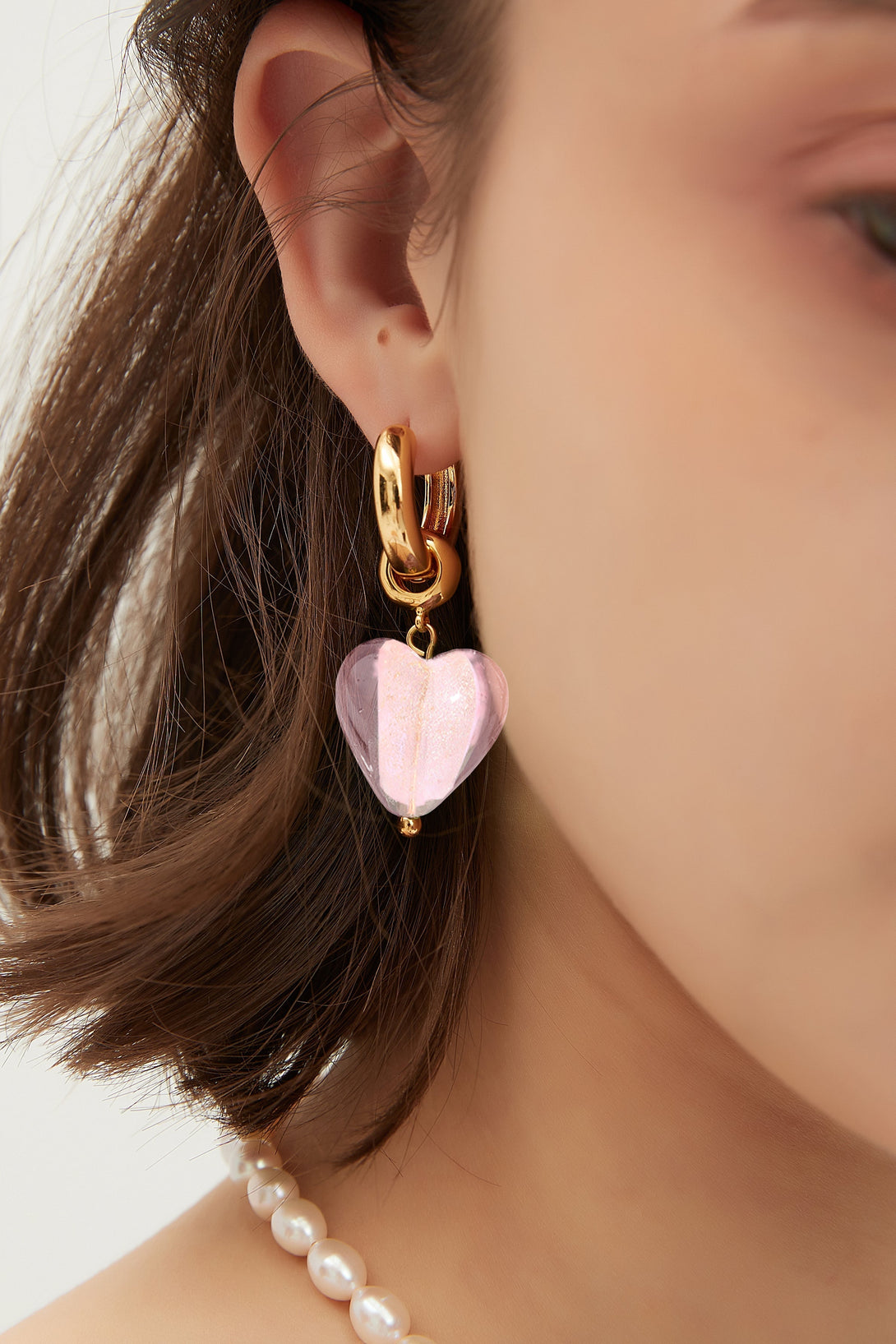 Esmée Pink Glaze Heart Dangle Earrings - Classicharms