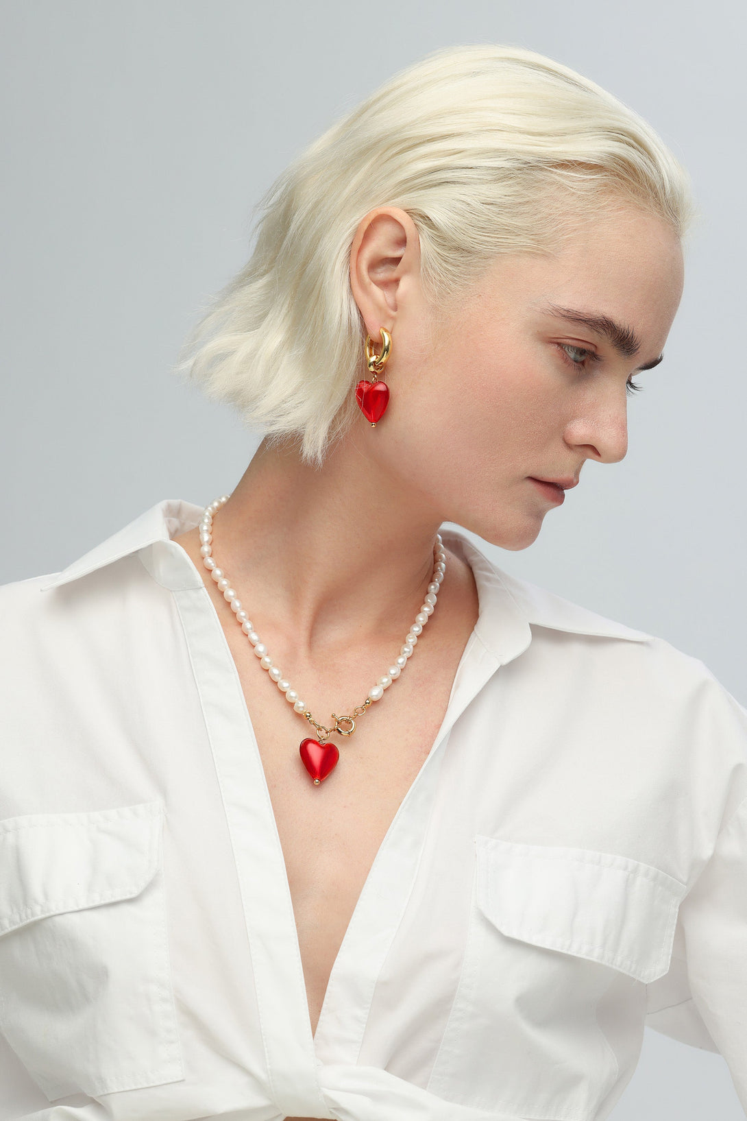 Esmée Red Glaze Heart Dangle Earrings - Classicharms