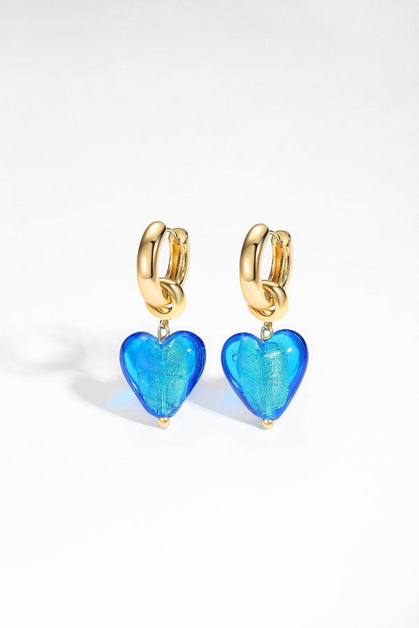 Esmée Sky Blue Glaze Heart Dangle Earrings - Classicharms