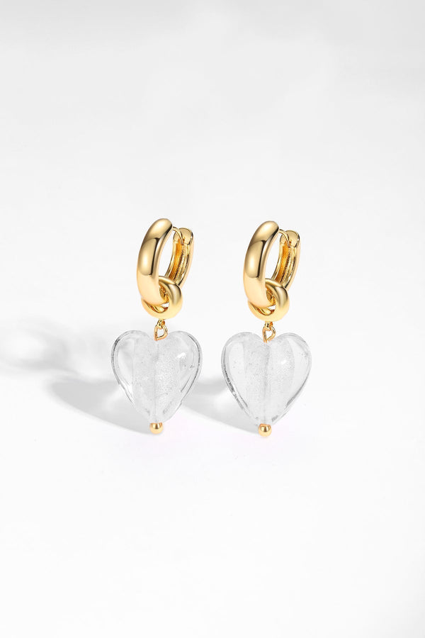 Esmée White Clear Glaze Heart Dangle Earrings - Classicharms