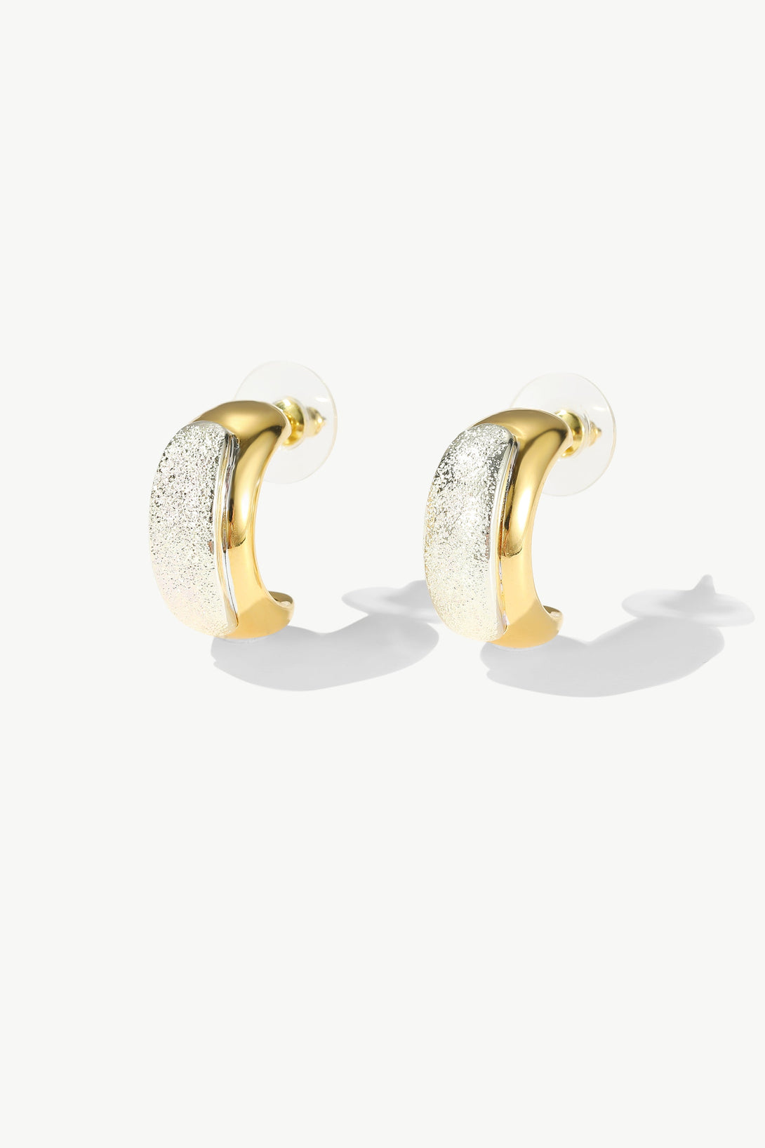 Frosted and Matted Texture Two Tone Hoop Earrings - Classicharms
