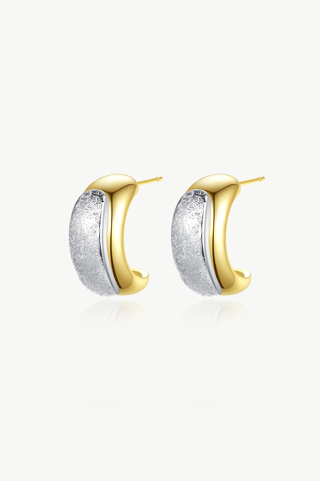 Frosted and Matted Texture Two Tone Hoop Earrings - Classicharms