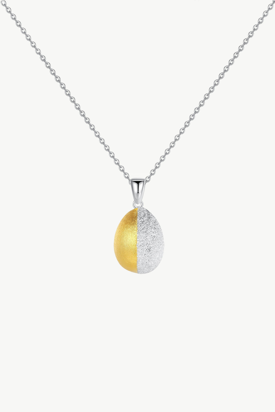 Frosted and Matted Texture Two Tone Pendant Necklace - Classicharms