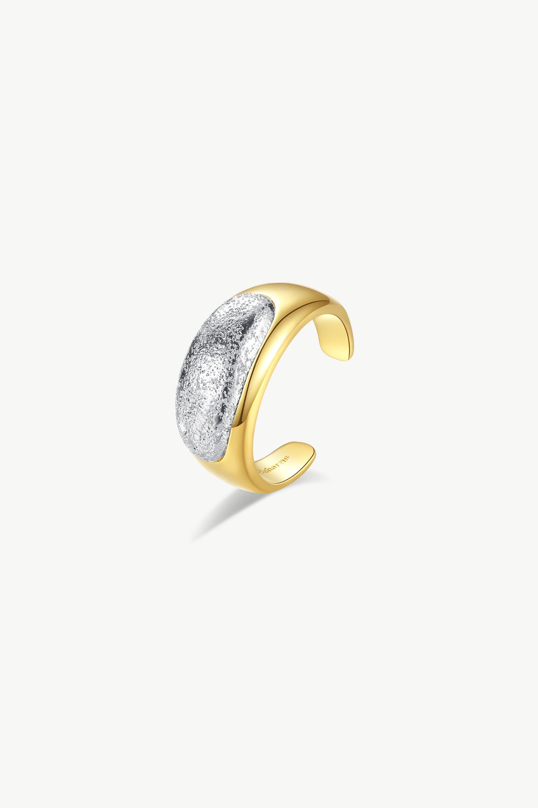 Frosted and Matted Texture Two Tone Ring - Classicharms