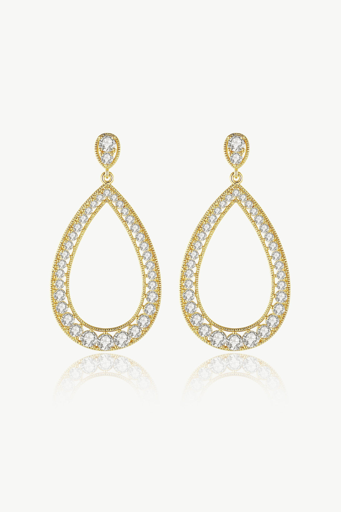 Gold Artisanal Pavé Hollow Teardrop Earrings - Classicharms