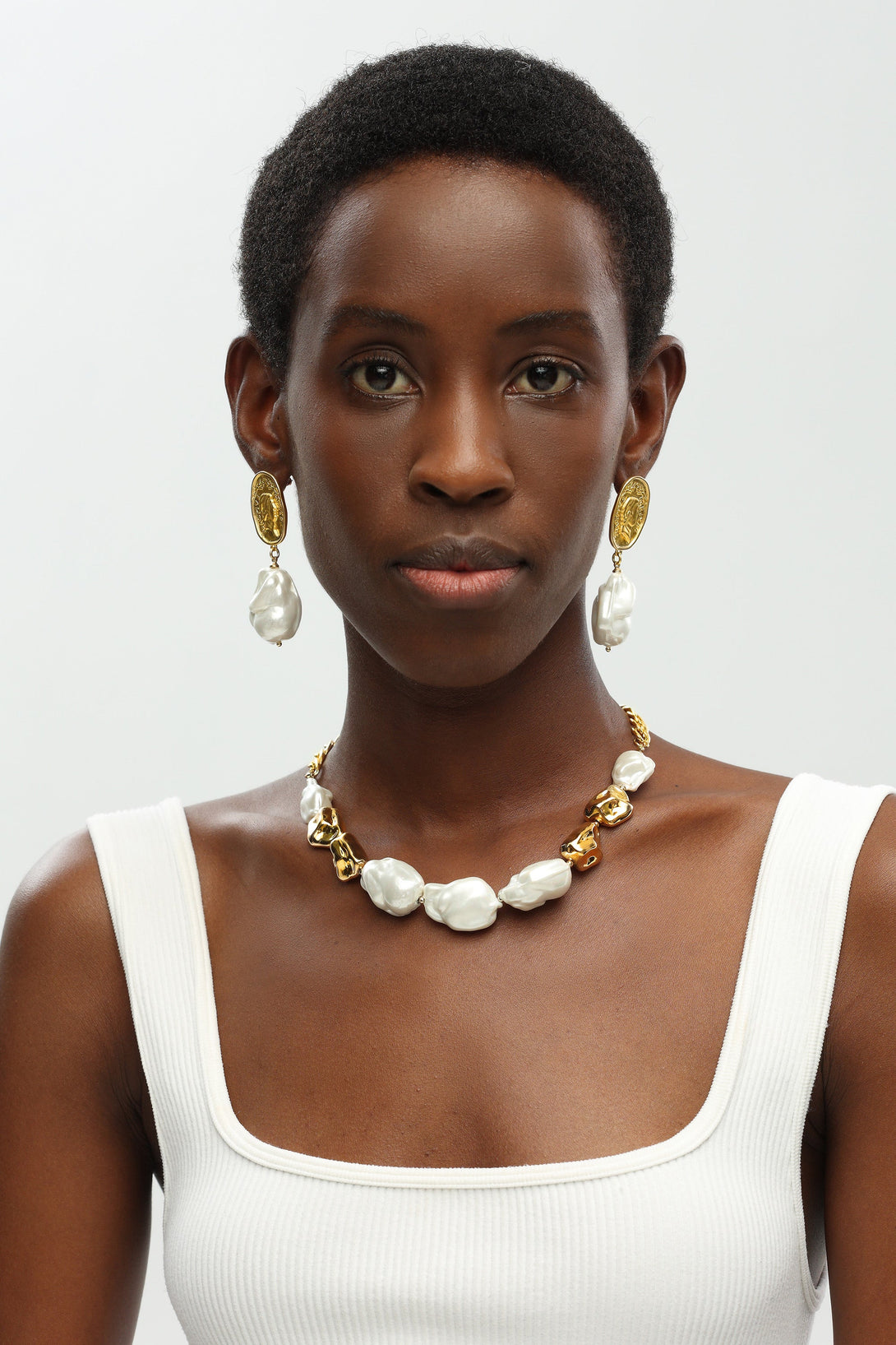 Gold Baroque Pearl Statement Necklace - Classicharms