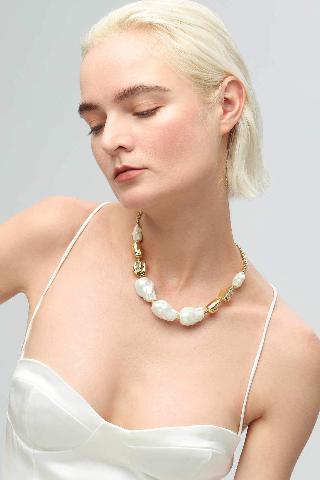 Gold Baroque Pearl Statement Necklace - Classicharms