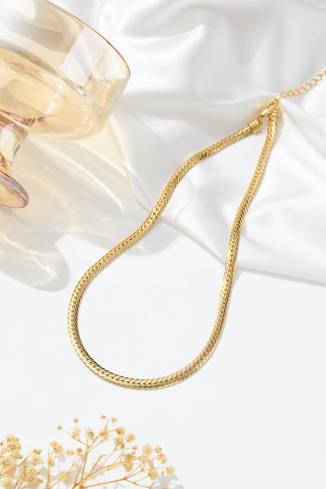 Gold Classic Herringbone Necklace - Classicharms