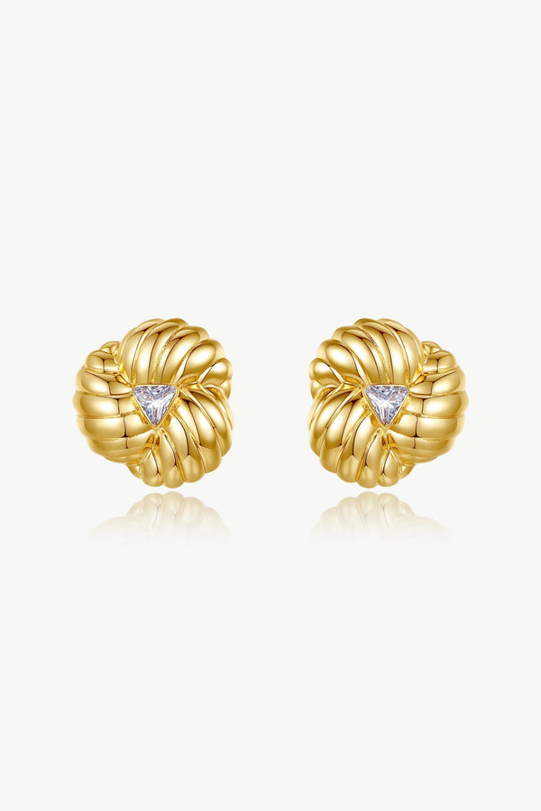 Gold Clover Designed Stud Earrings - Classicharms