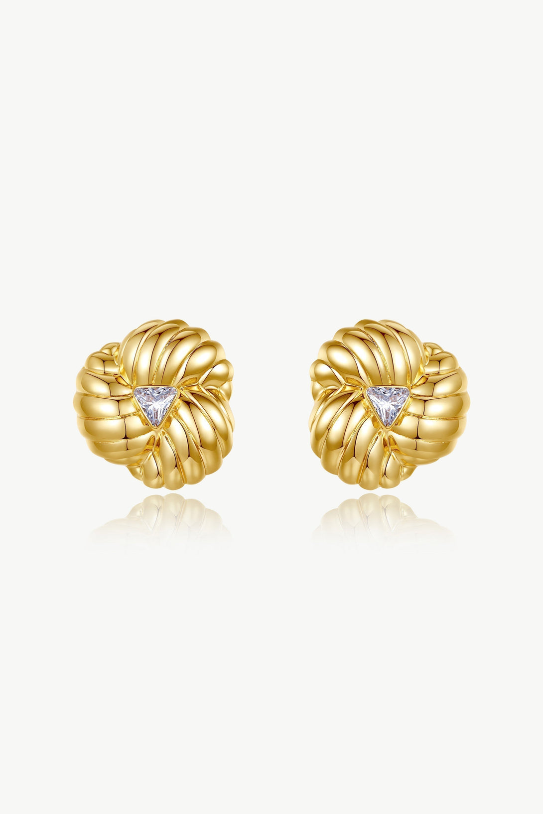 Gold Clover Designed Stud Earrings - Classicharms