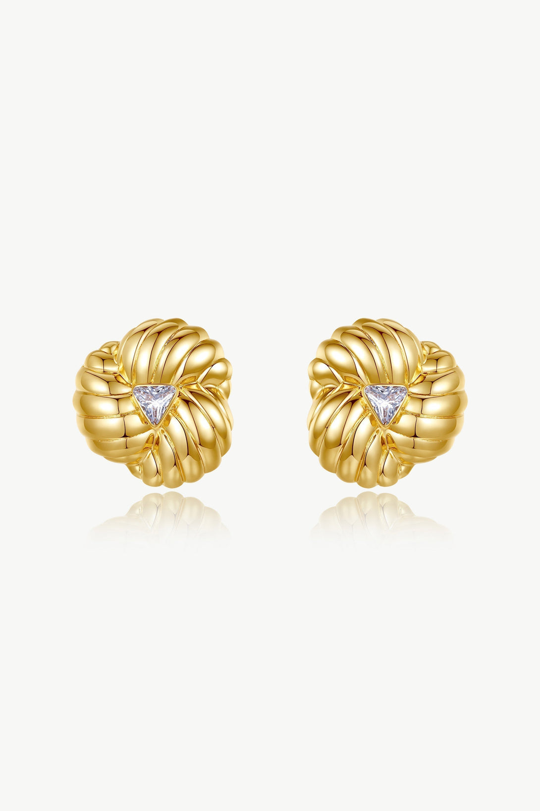 Gold Clover Designed Stud Earrings - Classicharms