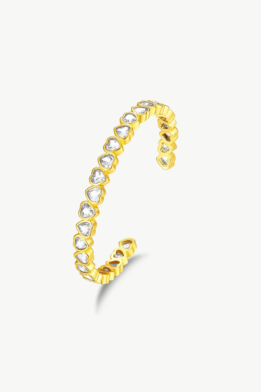 Gold Heart Shaped Zirconia Bangle Bracelet Set - Classicharms