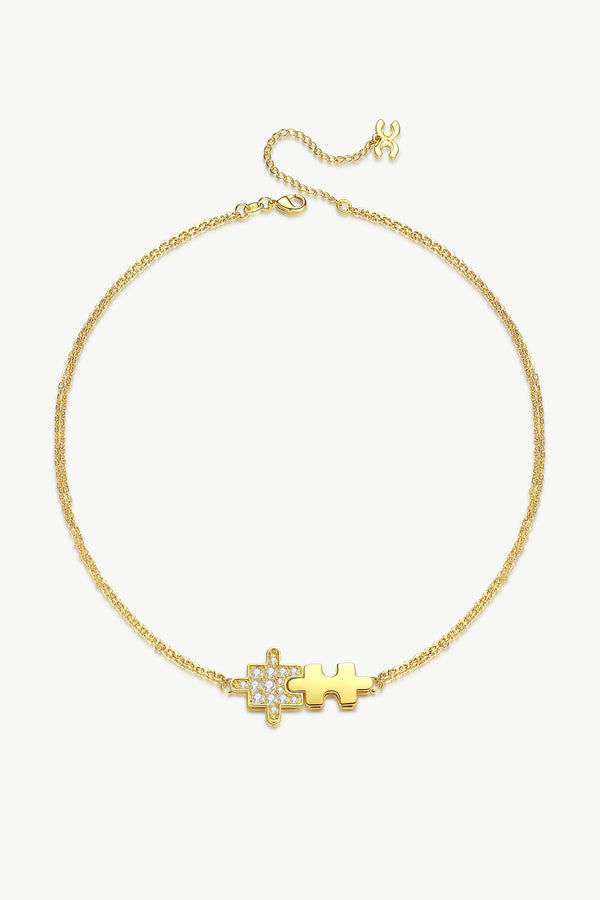 Gold Jigsaw Puzzle Necklace - Classicharms