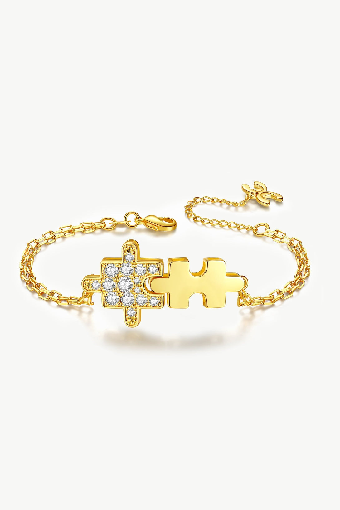 Gold Jigsaw Puzzle Zirconia Bracelet - Classicharms