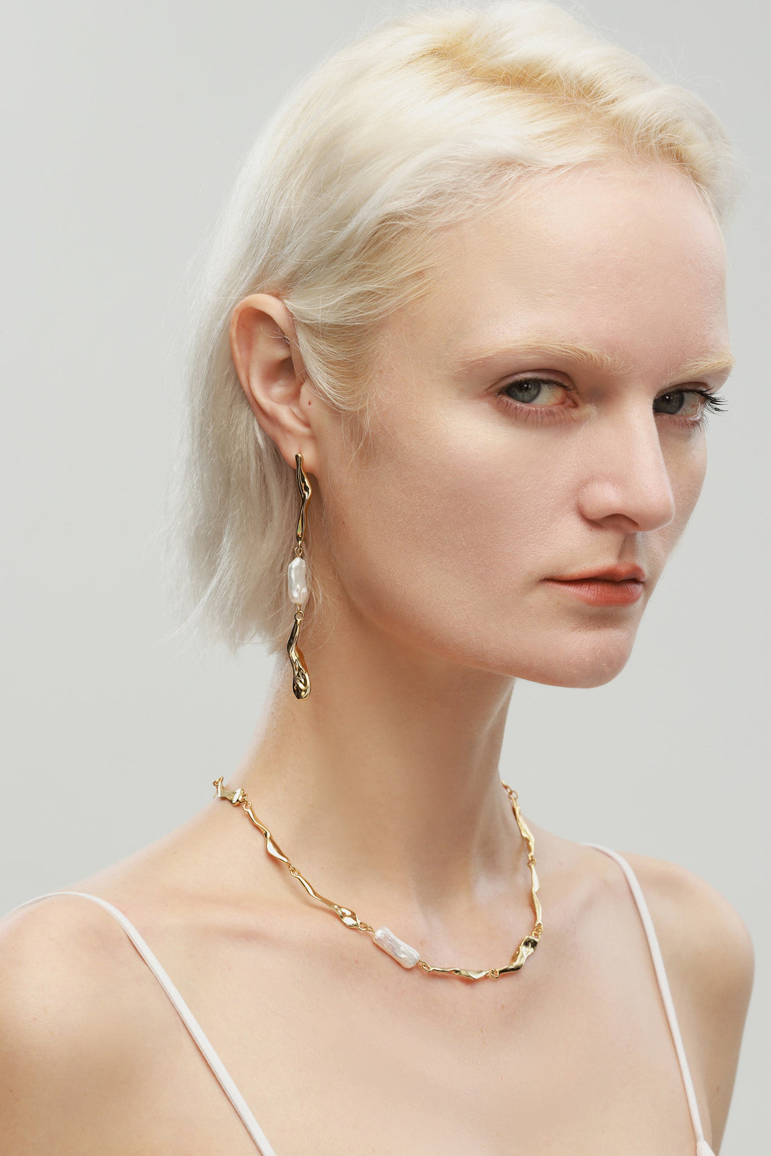 Gold Molten Baroque Pearl Necklace - Classicharms