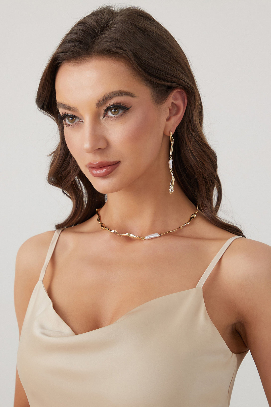 Gold Molten Baroque Pearl Necklace - Classicharms