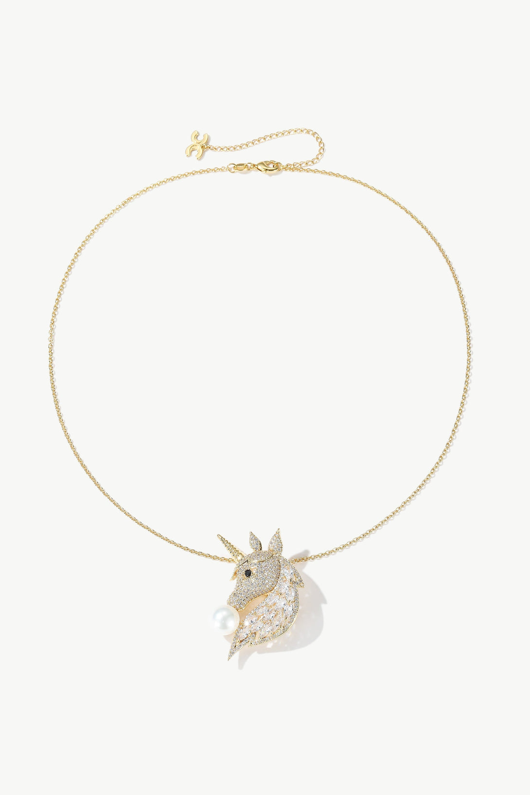 Gold Pavé Unicorn Brooch and Necklace Set - Classicharms