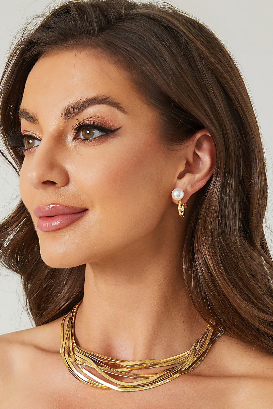 Gold Pearl Zirconia Multi-wear Earrings - Classicharms