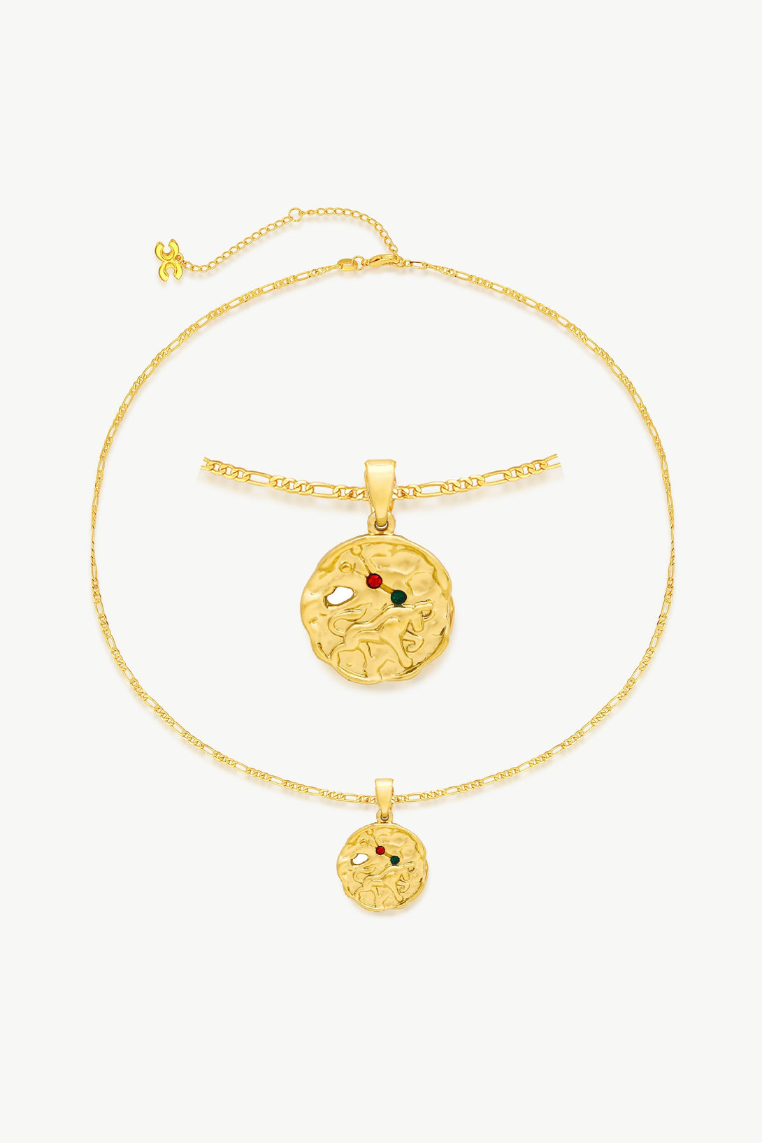 Gold Sculptural Zodiac Sign Pendant Necklace Set-Taurus - Classicharms