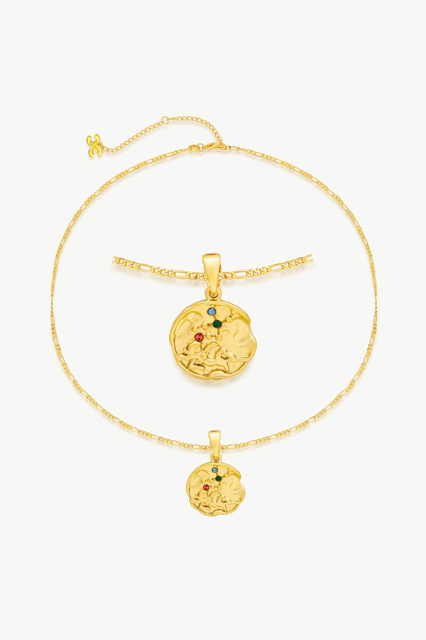 Gold Sculptural Zodiac Sign Pendant Necklace Set-Virgo - Classicharms