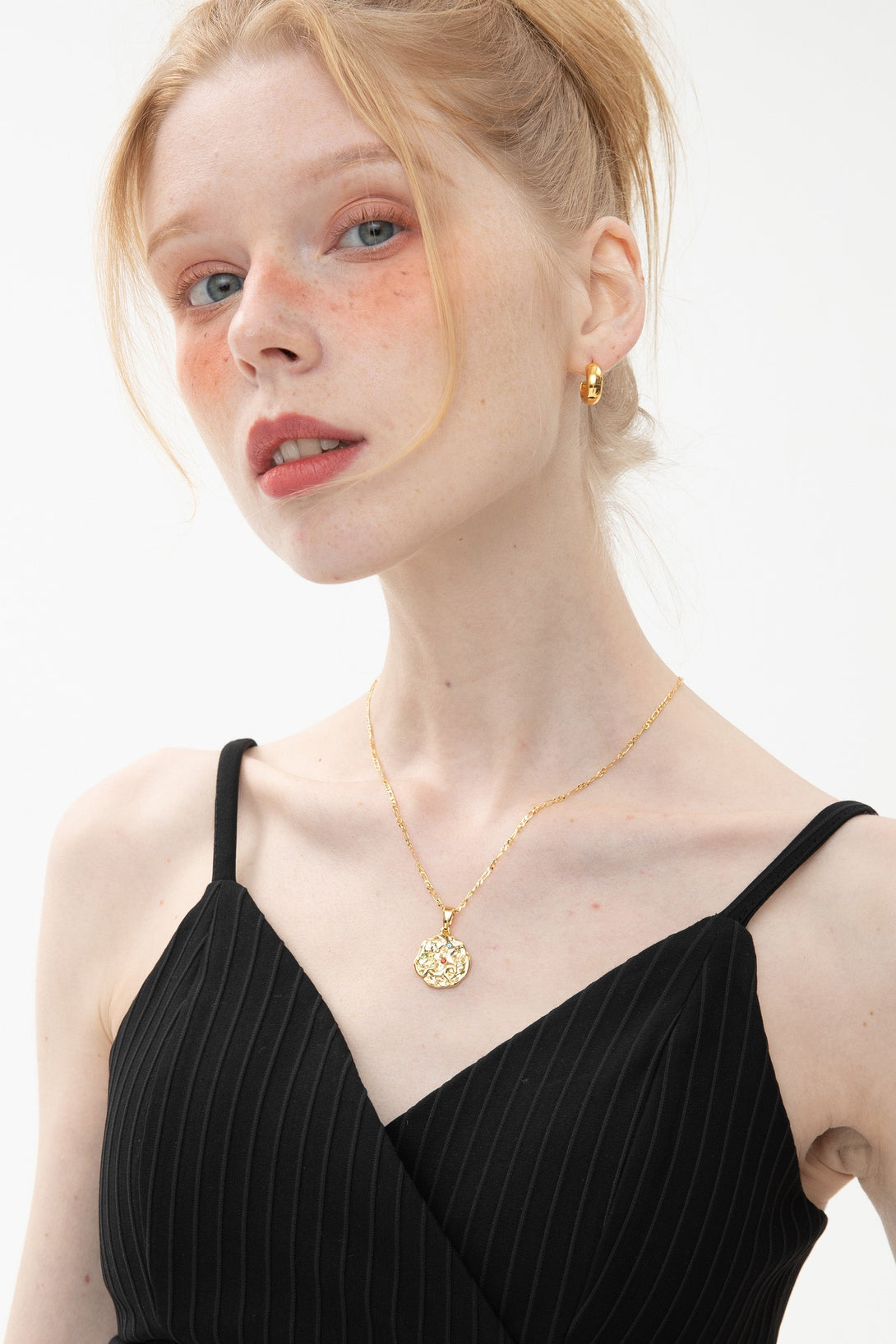 Gold Sculptural Zodiac Sign Pendant Necklace Set-Virgo - Classicharms