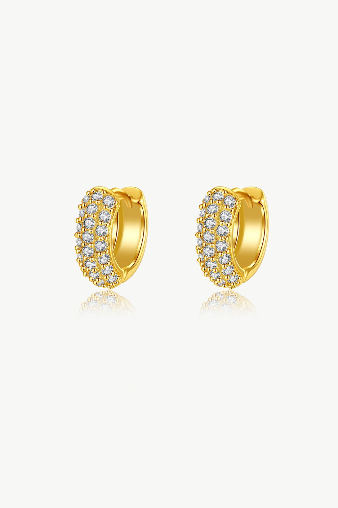 Gold Simple Diamond Huggie Hoop Earrings - Classicharms