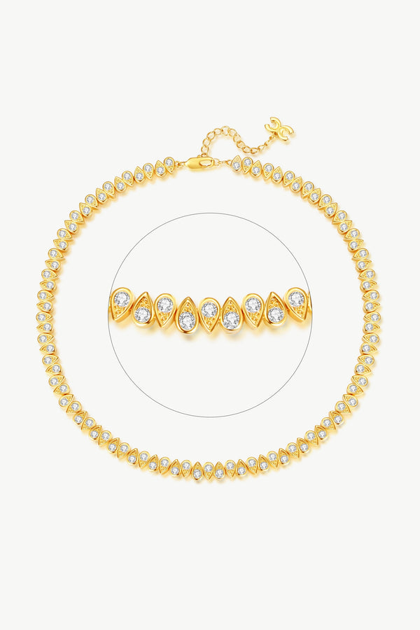 Gold Tear Shaped Zirconia Tennis Choker Necklace - Classicharms