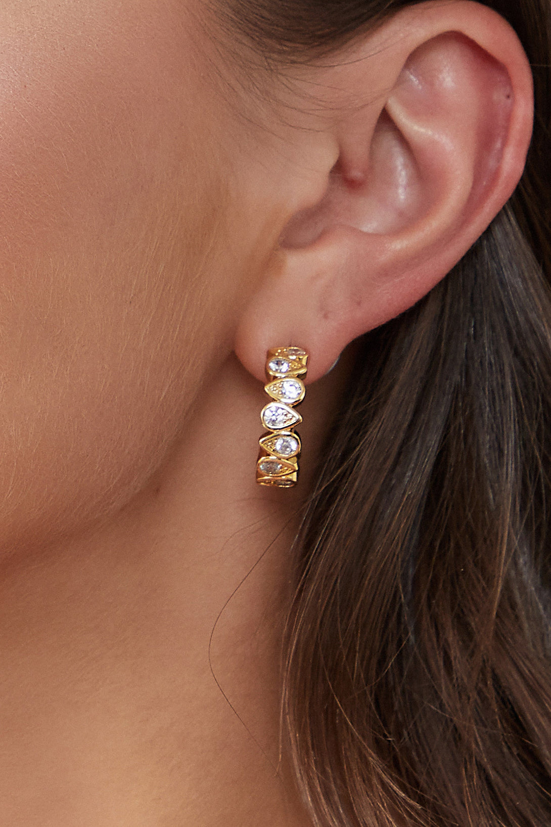 Gold Teardrop Zirconia Earrings - Classicharms