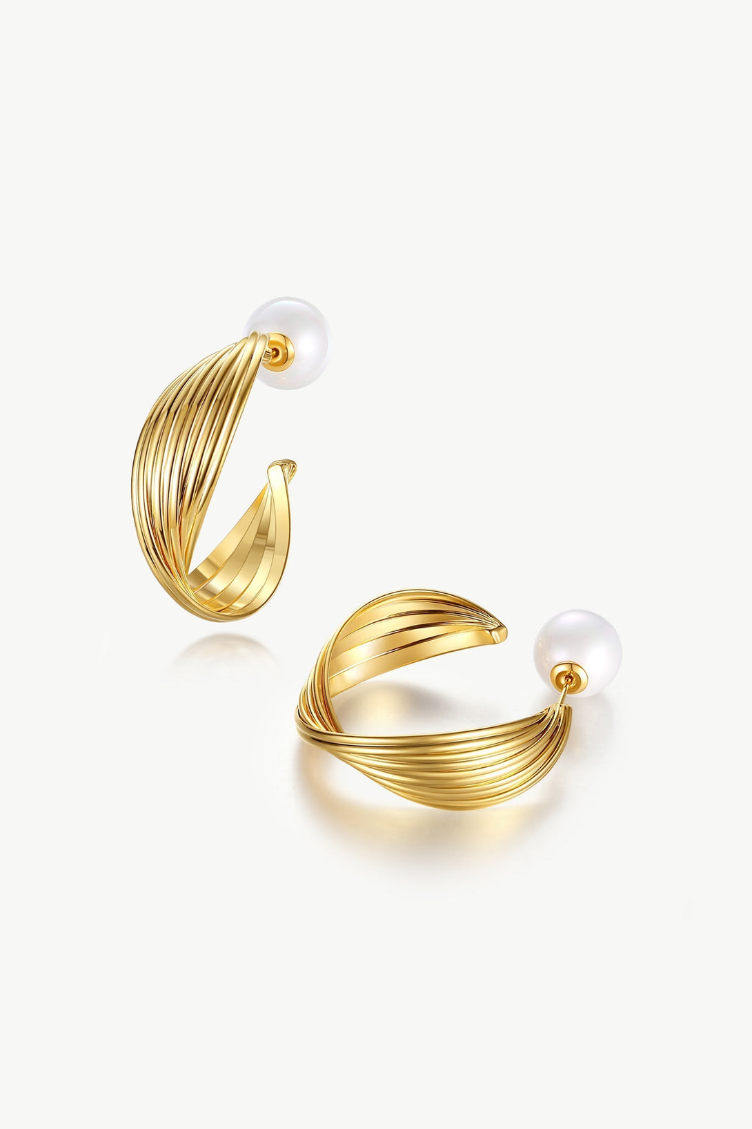 Gold Twisted Wave Hoop Earrings - Classicharms