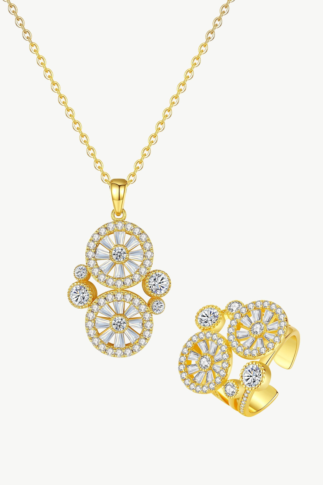 Gold Wheel of Fortune Necklace and Ring Set - Classicharms