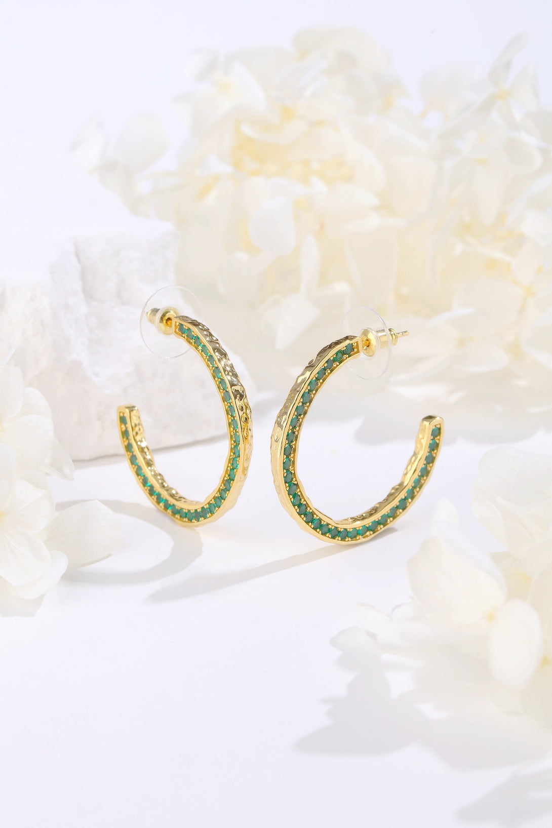 Gold Zirconia Molten C Hoop Earrings - Classicharms