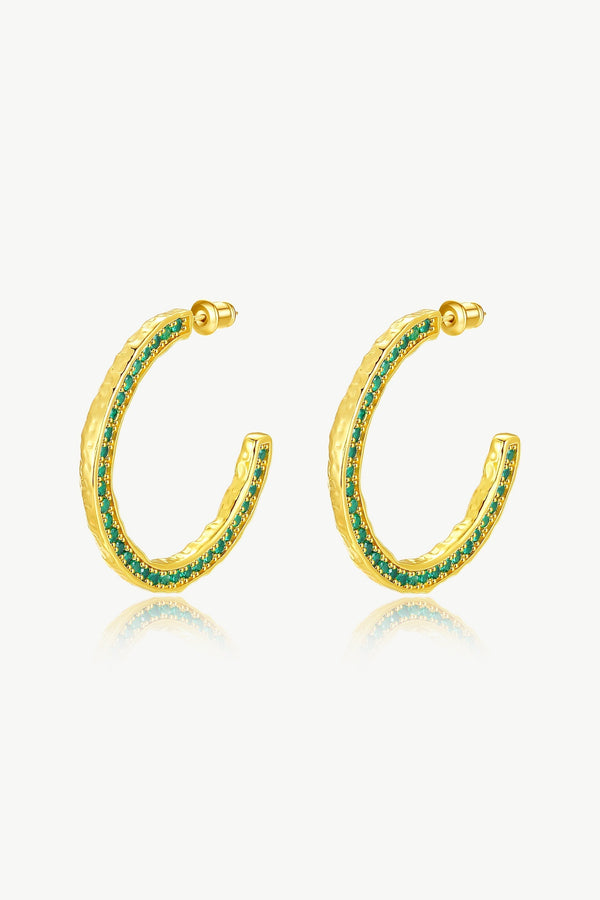 Gold Zirconia Molten C Hoop Earrings - Classicharms