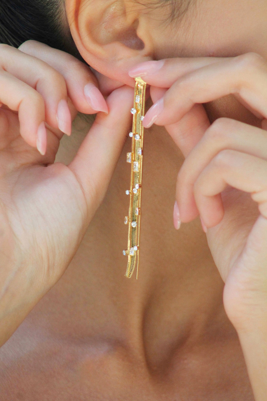 Golden Tassel Zirconia Earrings - Classicharms
