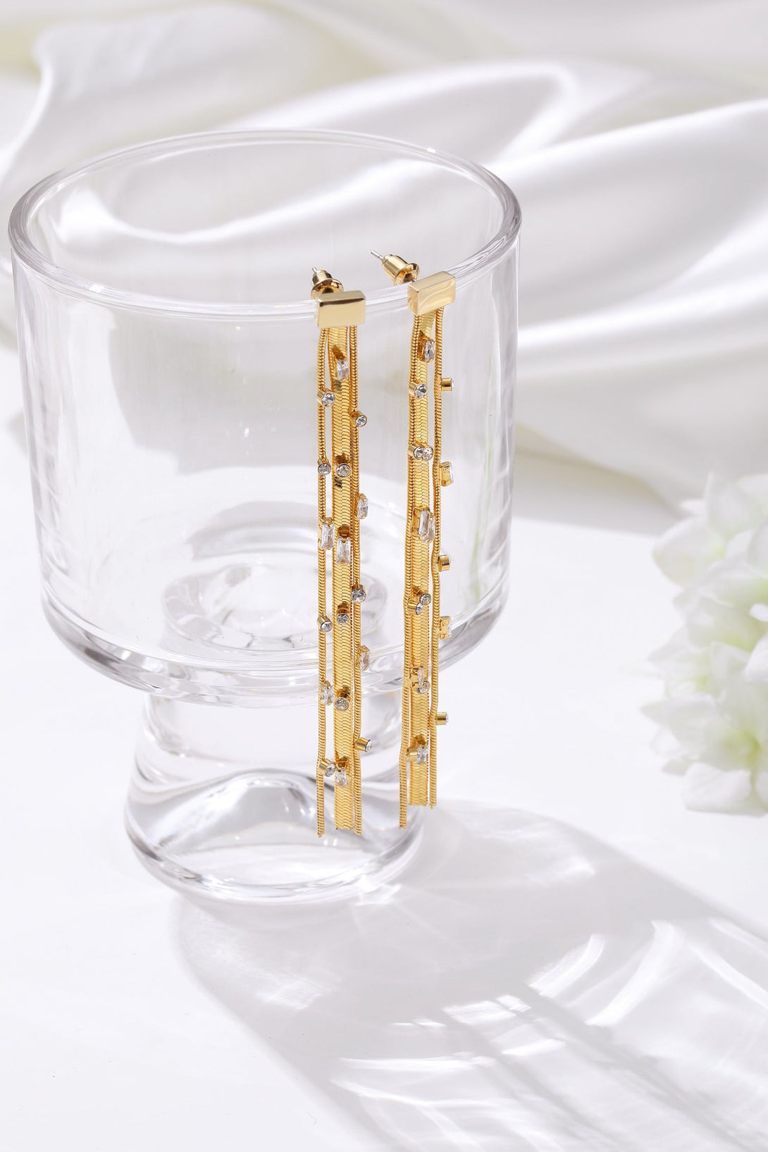 Golden Tassel Zirconia Earrings - Classicharms