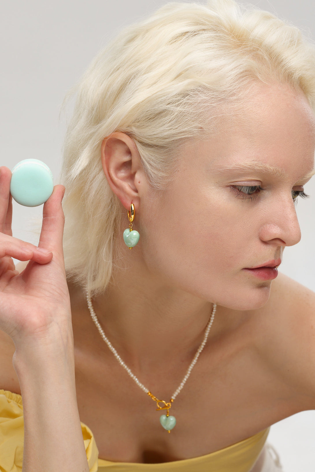 Green Ceramic Heart Dangle Earrings - Classicharms