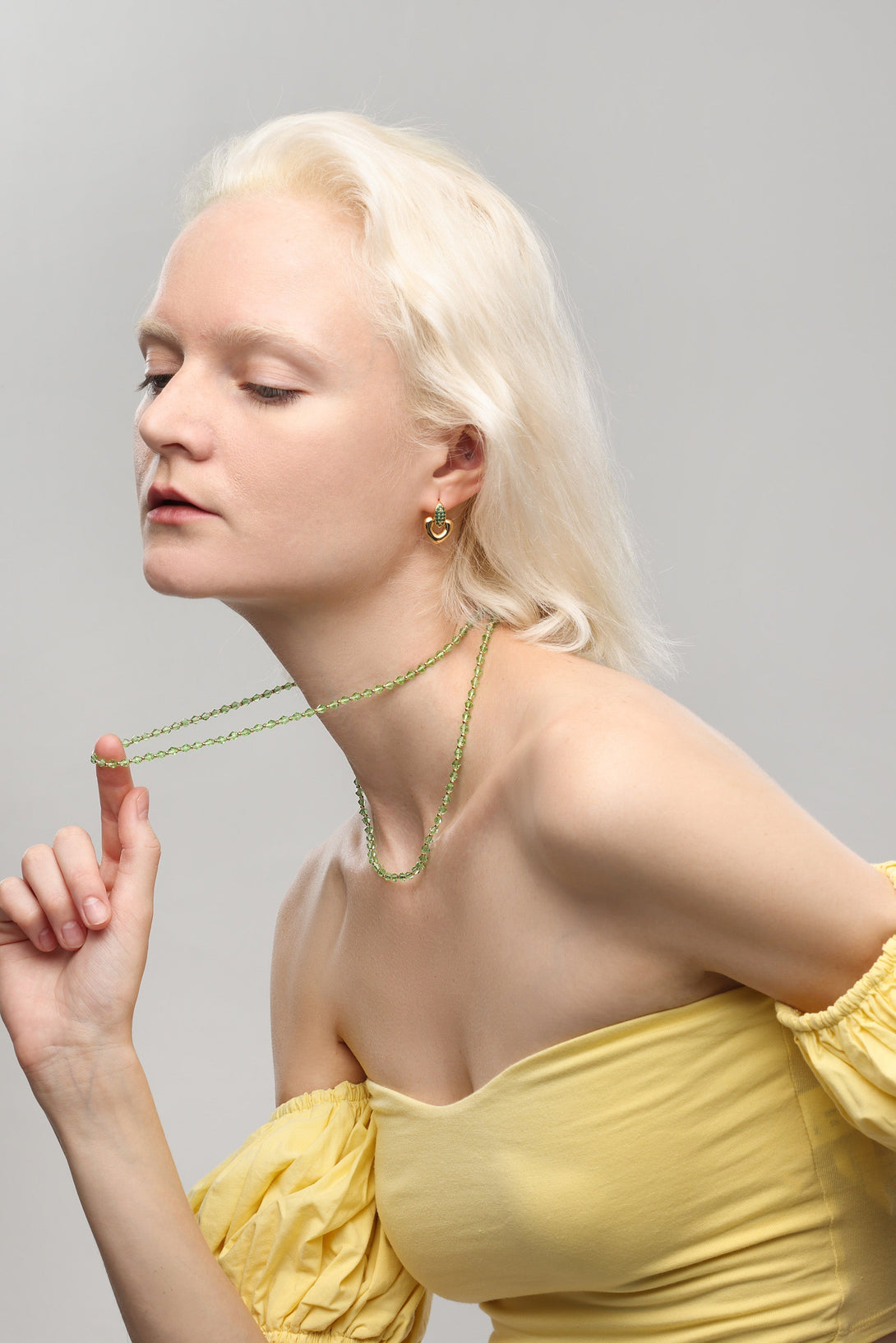 Green Crystal Beaded Necklace (Long) - Classicharms