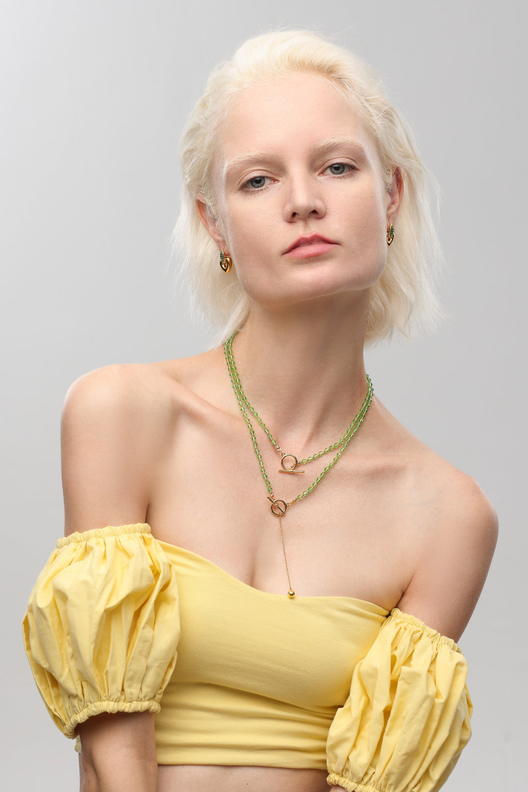 Green Crystal Beaded Necklace (Long) - Classicharms