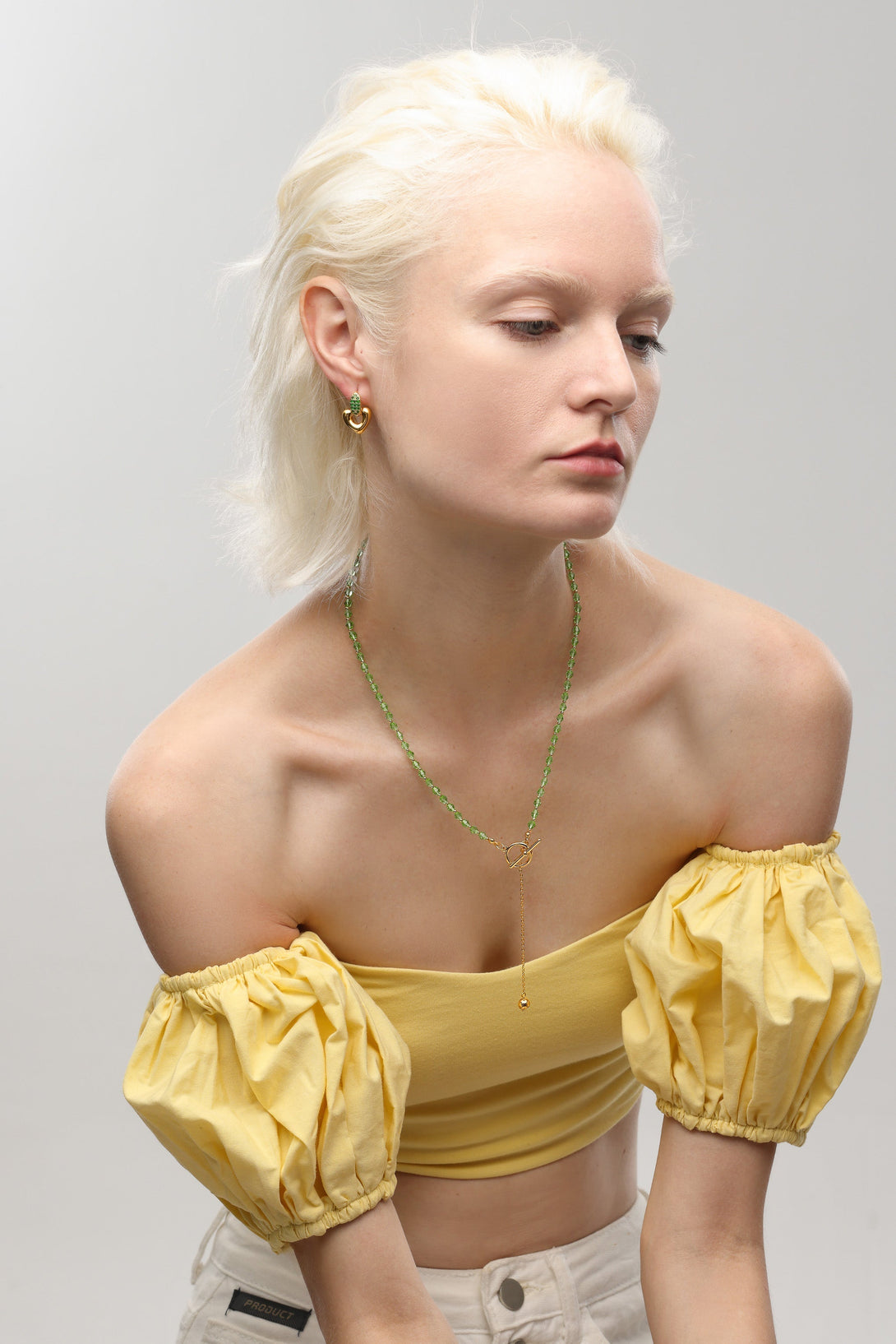 Green Crystal Beaded Necklace (Long) - Classicharms