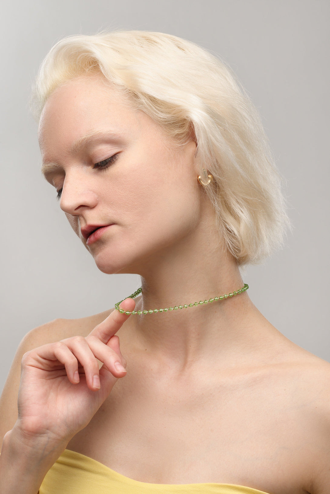 Green Crystal Beaded Necklace (Short) - Classicharms