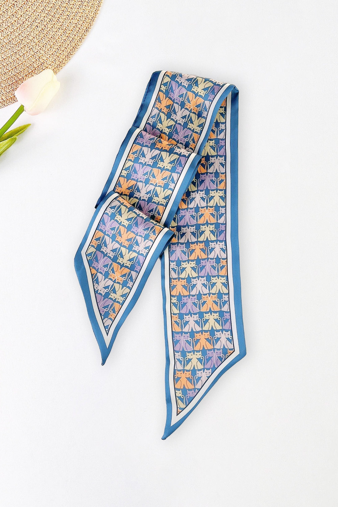 Mera Baroque Pearl Necklace & Silk Scarf Set-Blue - Classicharms