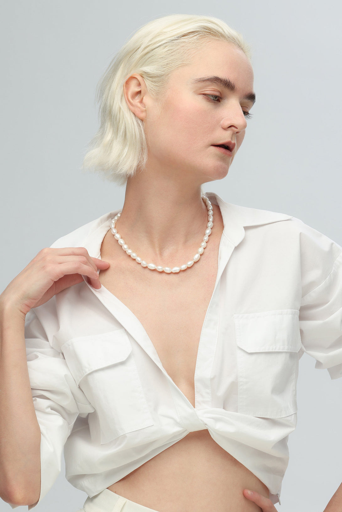Mera Baroque Pearl Necklace & Silk Scarf set-Green - Classicharms