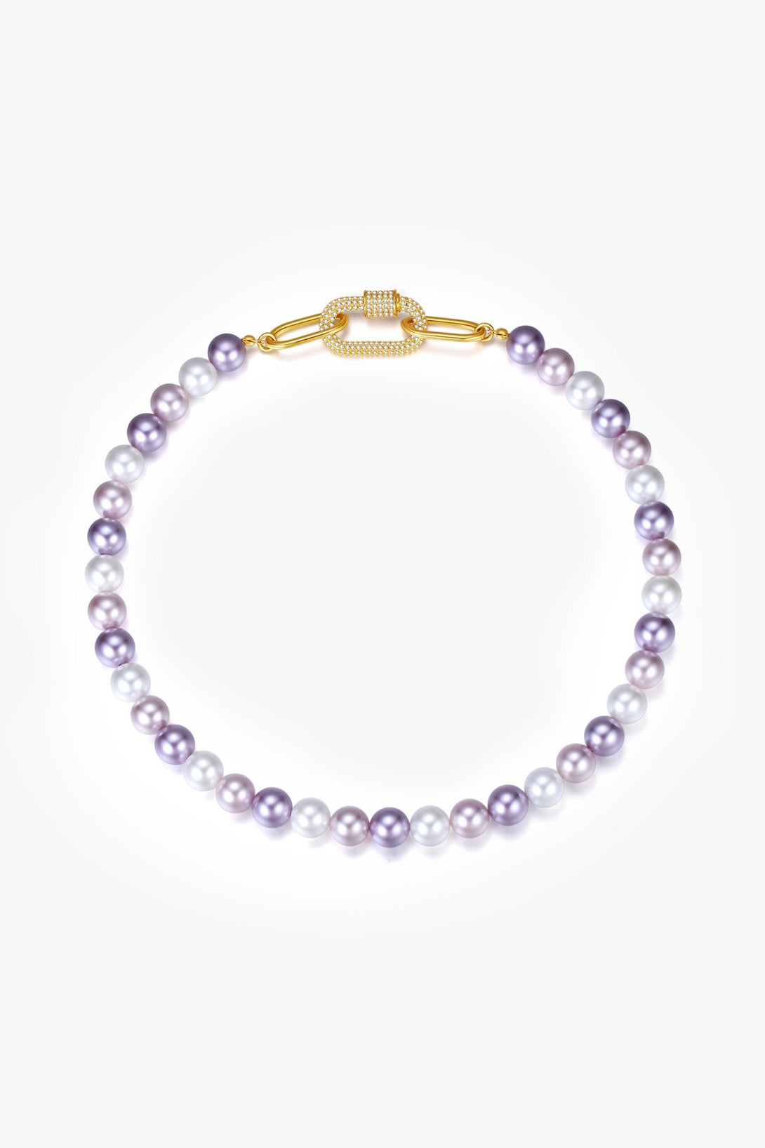 Purple Shell Pearl Necklace with Gem-Encrusted Carabiner Lock (Small) - Classicharms