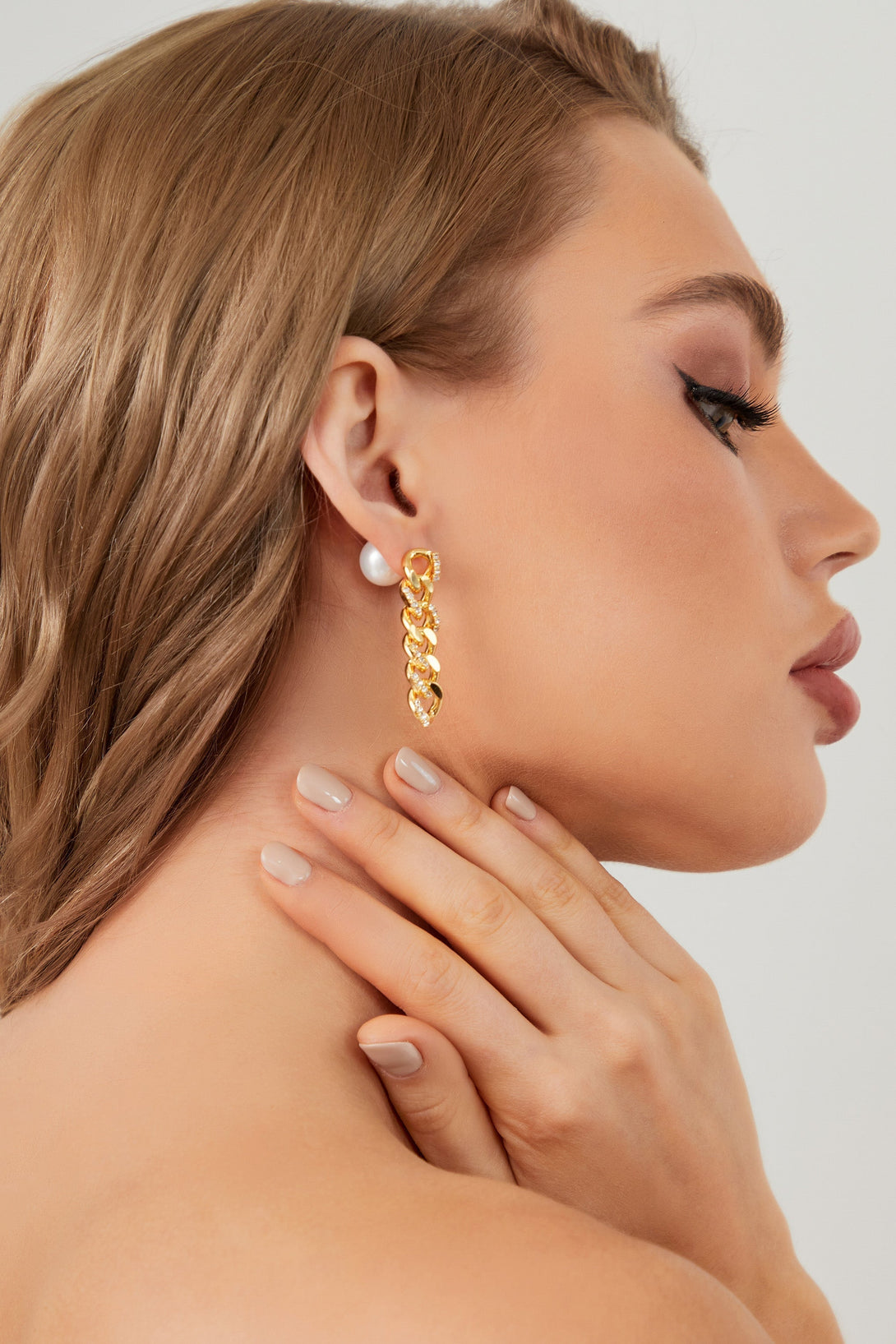 Rhinestone Gold Chain Earrings - Classicharms